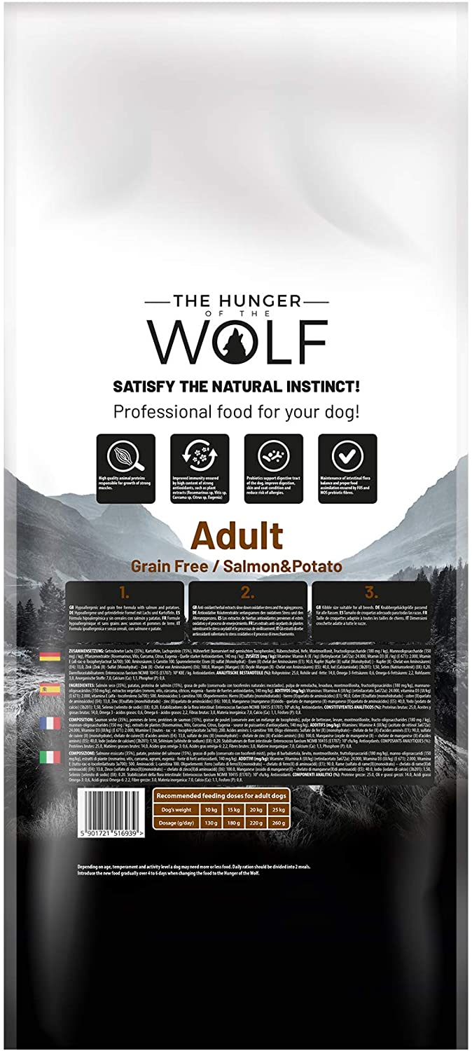The Hunger of the Wolf Dry Dog Food, for All Breeds and Allergic Dogs Delicate Grain Free Formula with Salmon and Potatoes - Image 3