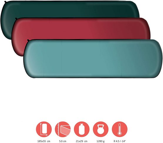 Grand Canyon HATTAN 5.0 M - Self inflating camping mat - 185x55x5,0cm - American Beauty (burgundy red) - Image 2