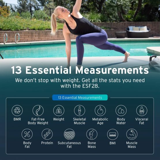 Etekcity Bluetooth Body Fat Scale, Personal Scale, Smart Digital Scale, Body Analysis Scales with Intelligent App for Body Weight, Fat, BMI, Muscle Mass, 28 St/180 kg/400 Lb, Black - Image 2