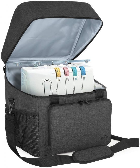 Luxja Overlocker Bag for Most Standard Overlocker Machines, Serger Case with Accessories Storage Pockets (Patented Design), 33CM x 30.5CM x 34CM, Black