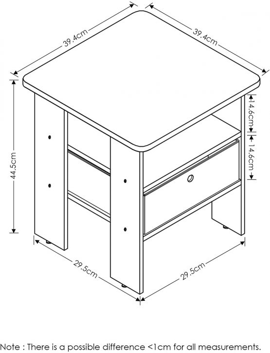 Furinno Andrey End Table, Side Table, Nightstand with Bin Drawer, Dark Brown/Black, 2-Pack - Image 2
