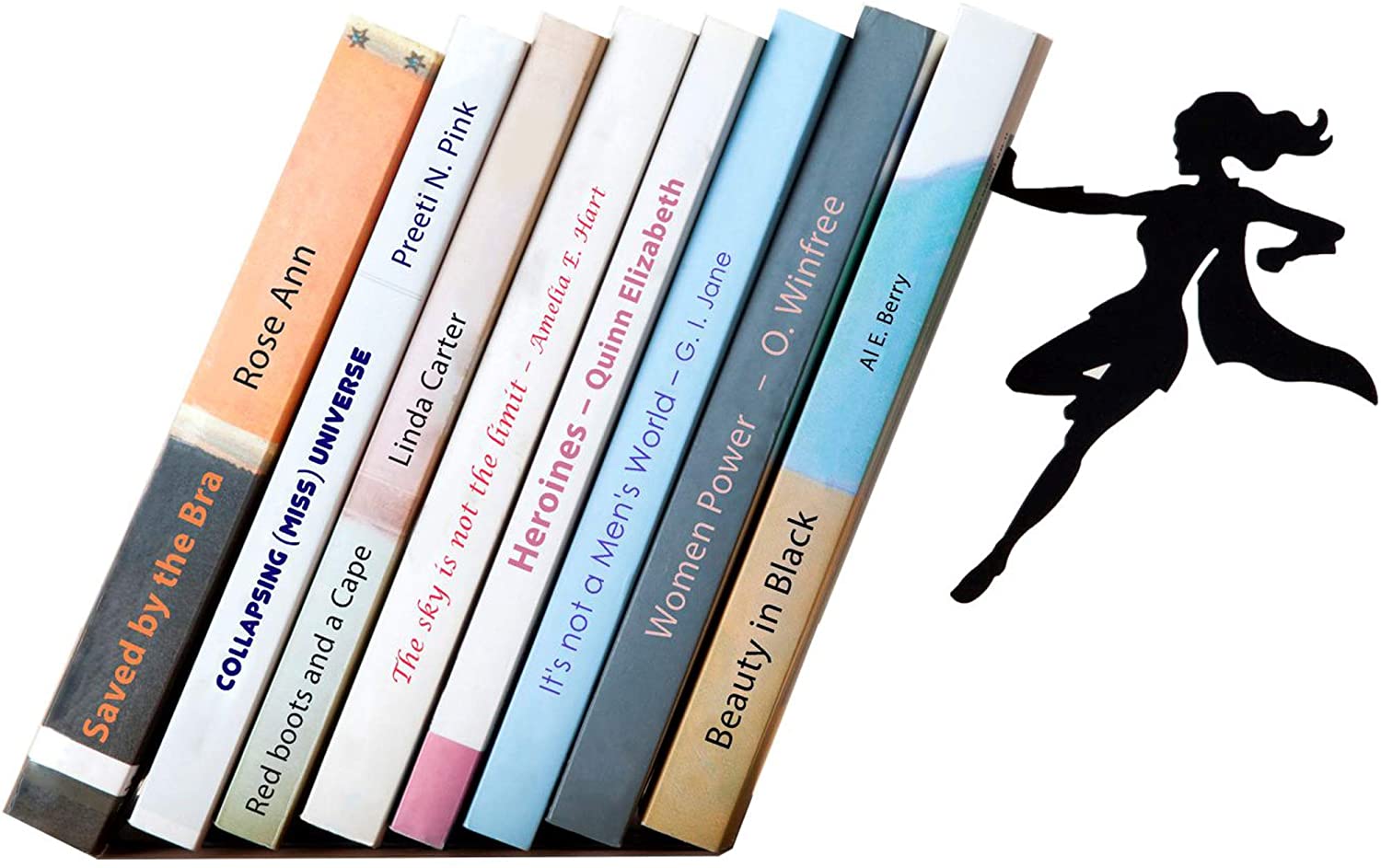Unique Black Metal Decorative Bookends, Whimsical Hidden Book Ends for a Cool Book Holder Display