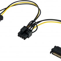Poppstar - 20 cm PCI-Express Y graphics card power cable (2x 15-pin Sata power connector (w) to PCIe 8-pin (m))