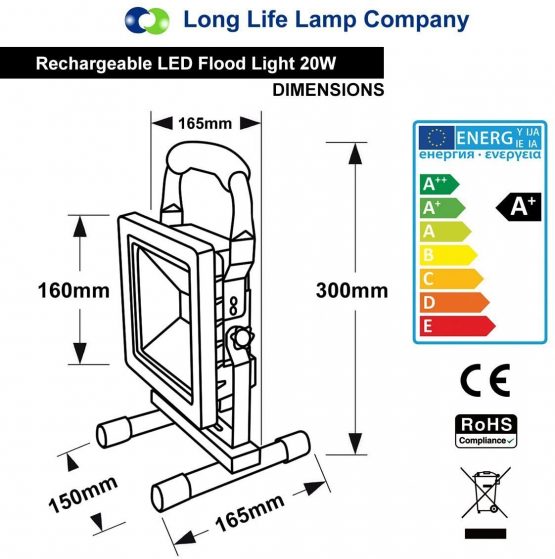 20W Portable LED Work Light Cordless Rechargeable IP65 12v LED Light Hand Lamp, Outdoor Flood Lights Daylight White - Image 4