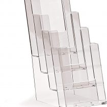 Taymar Brochure Stand/Flyer Holder DIN Long 105 x 210 mm with 4 Levels Transparent Pack of 4