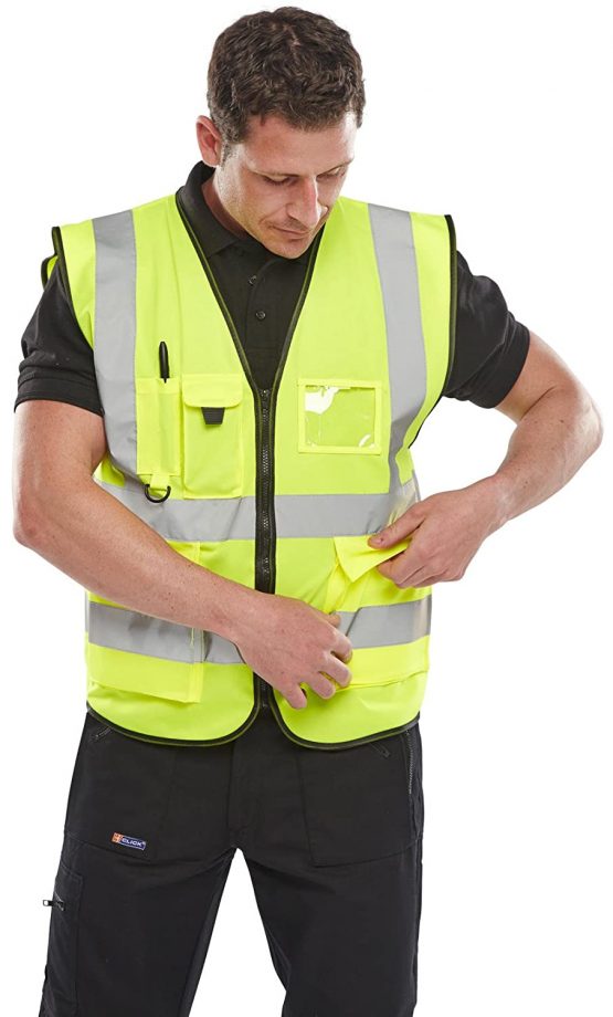 EXECUTIVE HI VIZ WAISTCOAT SATURN YELLOW 4XL - Image 2