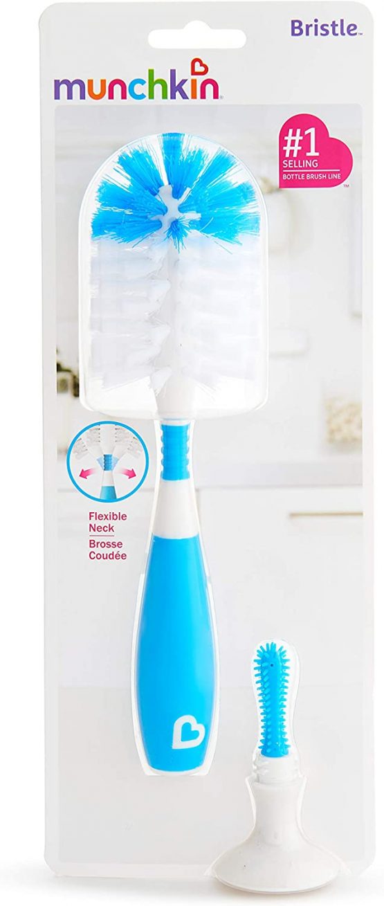 Munchkin Deluxe Bottle and Teat Brush with Textured, Easy-Grip Handle, Blue, 90 g - Image 4