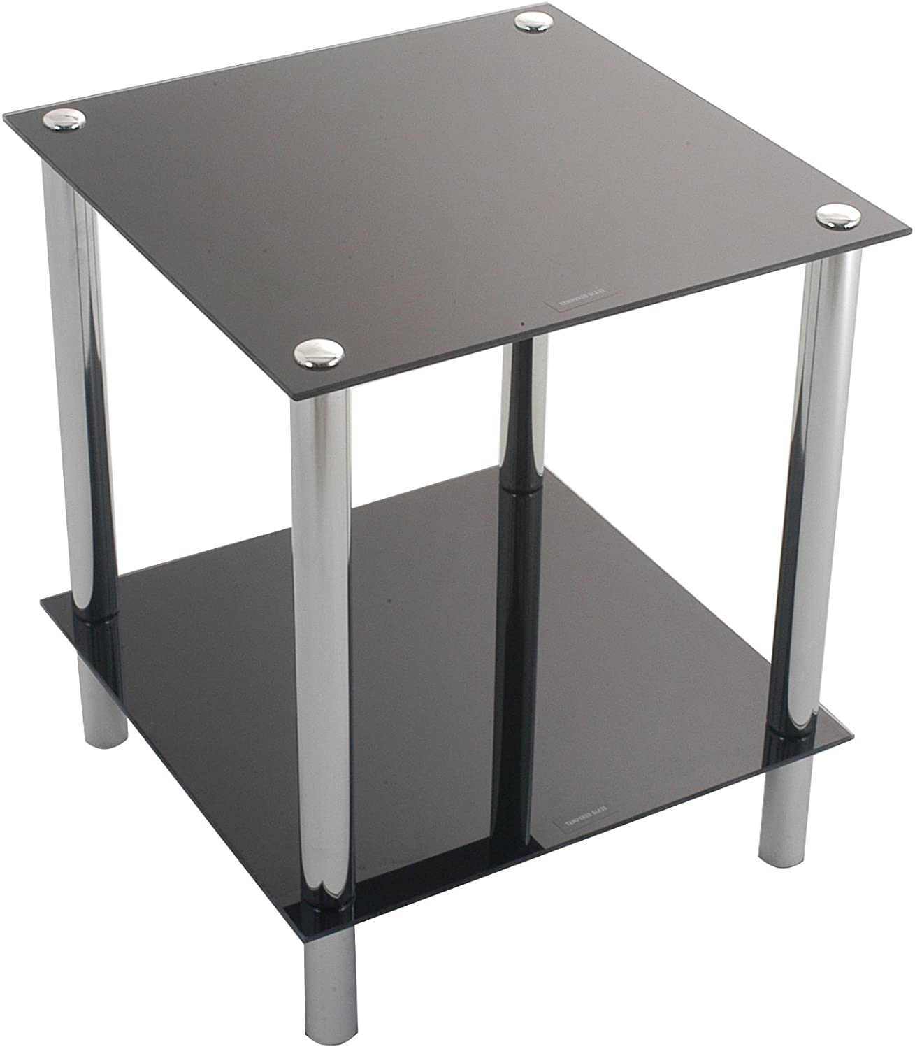 ASPECT Matrix 2-TierBlack Glass Shelving Rack/Side End table, 2 Tier Rect