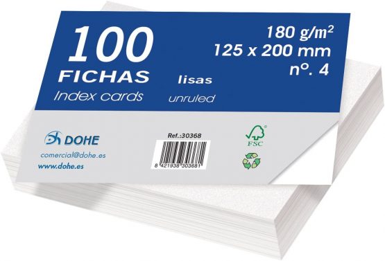 dohe 30368 – Pack of 100 Sheets Smooth White Card Stock, 180 g, No. 4, 125 x 200 mm