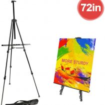 FUDESY 72" /183cm Easel Stand,Extra Sturdy Black Aluminum Metal Display Easel Artist Easel Tripod Adjustable Height from 23" to 72" for Table-Top/Floor Painting,Display and Drawing with Portable Bag