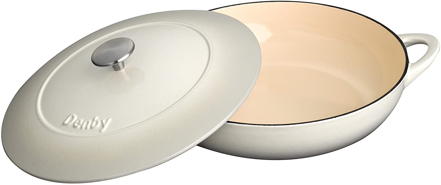 Denby, Natural Canvas White Cast Iron Casserole Dish, 3.8L Capacity Dutch Oven, Shallow Oven Safe Pot - Image 2