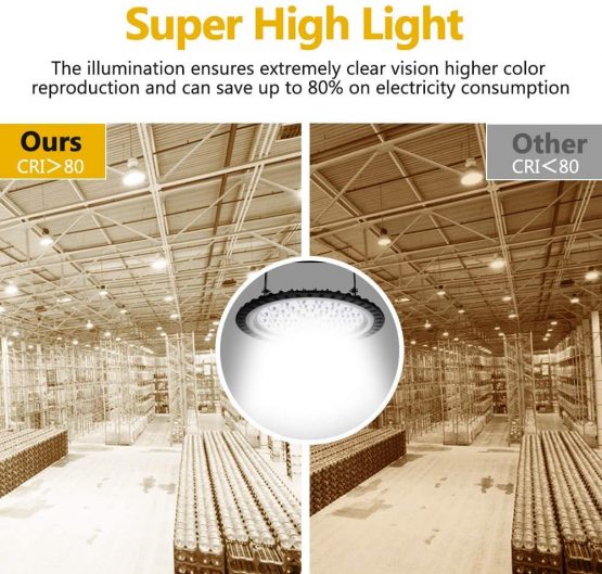 LED UFO High Bay Light Industrial lamp 300W, WZTO 5000LM 6000-6500K SMD 2835 LED Warehouse Lighting with Cold White Beam Angle 120 ° for Ceiling Lights, Hall Lighting, Workshop Lighting - Image 2