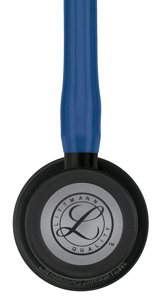 3M Littmann Cardiology IV Diagnostic Stethoscope, Black-Finish Chestpiece, Navy Blue Tube, Black Stem and Headset, 69 cm, 6168 - Image 2