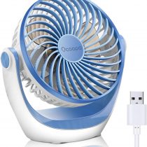 USB Fan, OCOOPA USB Desk Fan Table Fan with Strong Airflow & Quiet Operation, Portable Cooling Fan Speed Adjustable 360°Rotatable Head for Home Office Bedroom Table and Desktop (Blue)