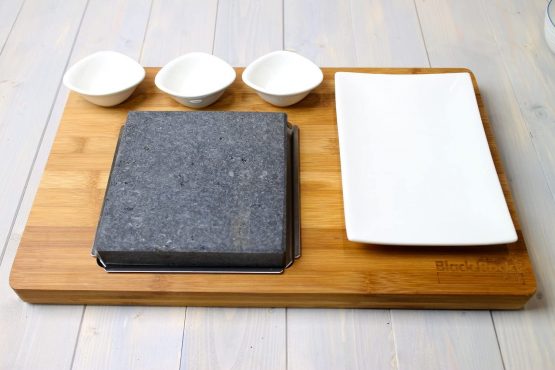 Black Rock Grill Steak On The Stone Set, Hot Rock Grill Table Top Cooking Stone - Image 4