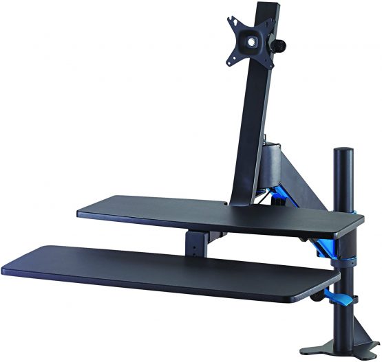 Kensington Sit/Stand Desktop Stand - SmartFit Sit/Stand Workstation for Single Monitor and Two Shelves (K55792WW)