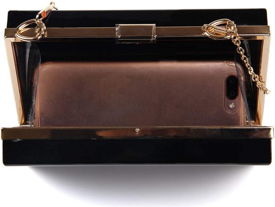 EVEOUT Womens Acrylic Transparent Evening Clutches Clear Box Handbag Cross Body Purse Bag Shoulder Bag Black - Image 3