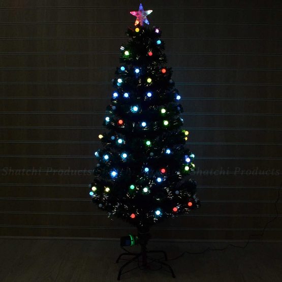 SHATCHI Berries LED Pre-Lit Fibre Optic Christmas Tree Various Multicolour Light Effects Holiday Xmas Home Decorations (2Ft/3Ft/4Ft/5Ft/6Ft), Green, 4Ft - Image 3