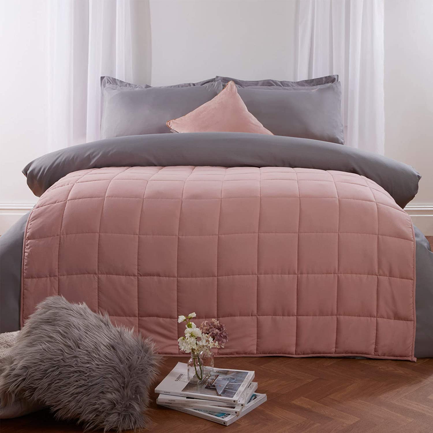 Brentfords Weighted Blanket 6kg for Adults Therapy Sensory Anxiety Autism Insomnia Stress Relief, Double, Blush Pink - Image 2