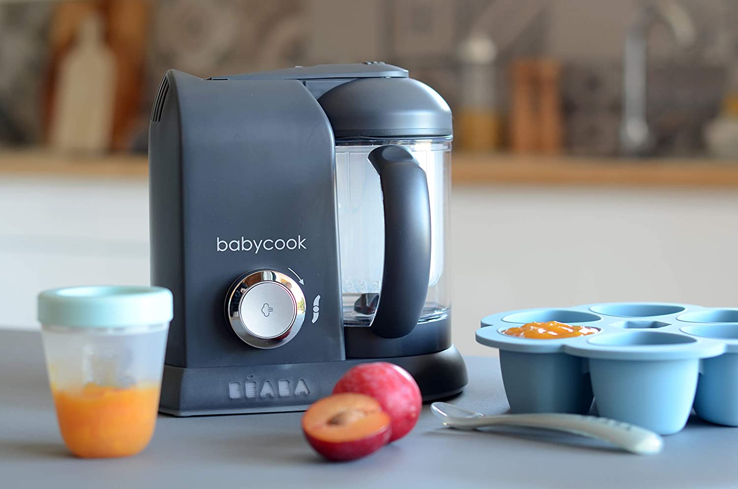 BEABA Babycook Solo - 4 in 1 Baby Food Maker: Processor, Blender, Cooker & Soft Steamer - Quick Food Diversification - Dark Grey - Image 3