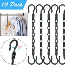 RedBee Magic Hangers 10 Pack Space Saving Clothes Hangers Organizer Closet Wardrobe Clothing Space Saver Sturdy for Heavy Clothes Multifunctional Hanging Amazing Multi Folding Hanger (Black, 10)