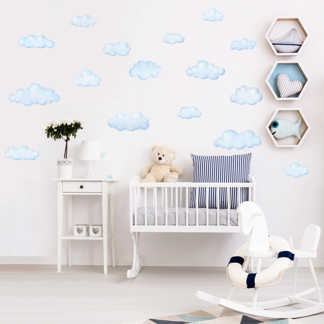 DECOWALL Clouds Wall Stickers Decals Peel and Stick Removable for Nursery Bedroom Living Room Art murals Decorations (DS9-1702)