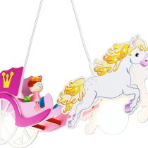 Elobra Children's Ceiling Light Fitting, Princess in a Horse-Drawn Carriage, Children's Room, Pink, Wood, A++