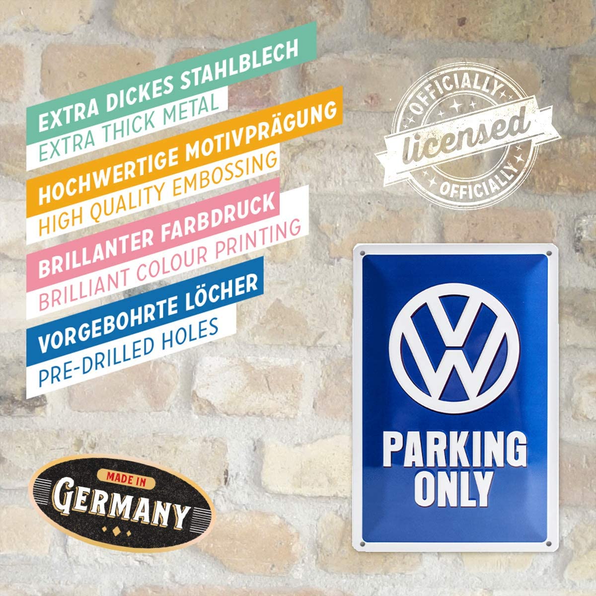 Nostalgic-Art Retro Tin Sign, Volkswagen, VW Parking Only, Car gift idea, Metal Plaque - Image 4