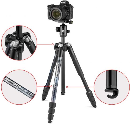 Manfrotto Element MII Camera Tripod, Travel Tripod in Aluminium with Ball Head and Carrying Bag, for Compact Cameras, CSC, DSLR, Photography Accessories for Content Creation and Vlogging - Image 2