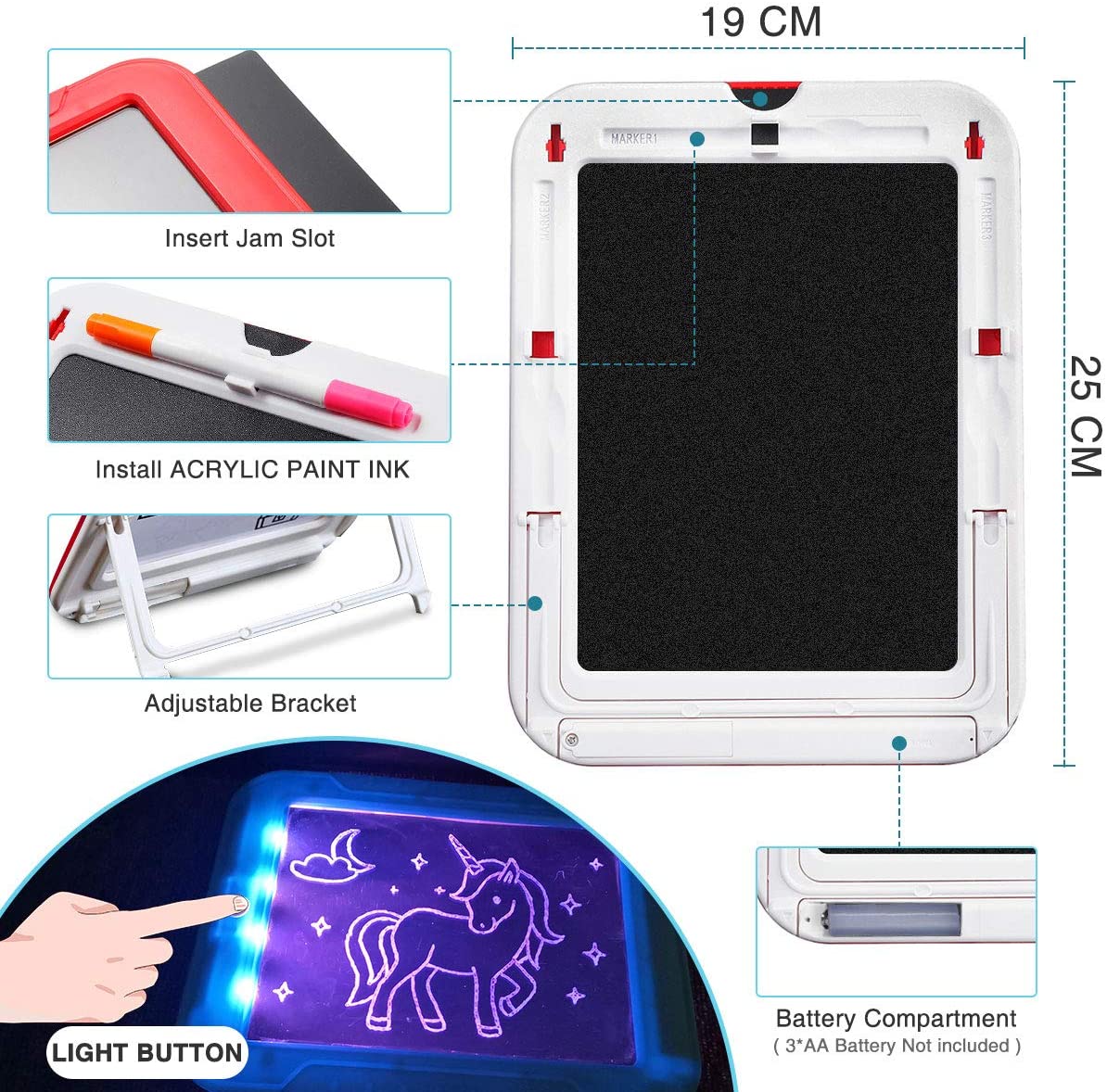 LIUMY 3D Drawing Board, 22 PCS Portable Kid’s Drawing Board Kit with 1