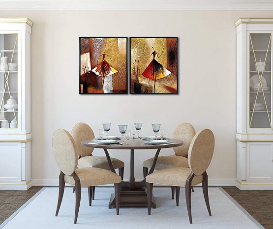 Wieco Art Black Framed Ballet Dancers 2 Pieces Modern Decorative Artwork 100% Hand Painted Abstract Oil paintings on Canvas Wall Art for Home Bedroom Decorations AB2107-UK-BF - Image 4