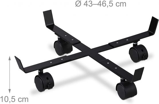 Relaxdays Extendable Plant Caddy, Set of 2, Indoors & Outdoors, Wheels, Trolley for Pots with Max. 43 cm Ø, Metal, Black,10029561 - Image 4