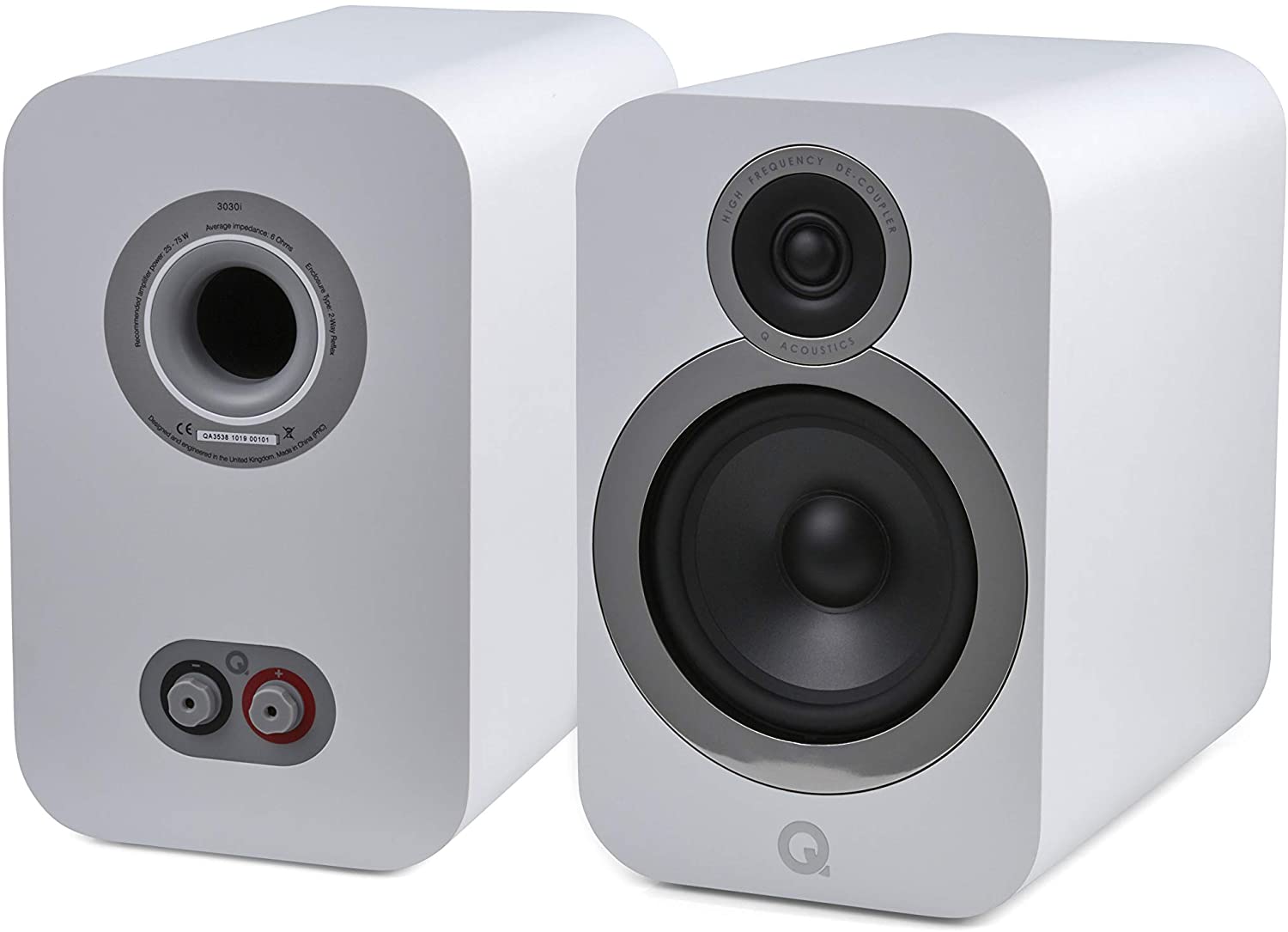 Q ACOUSTICS 3030i Bookshelf Speakers Pair Arctic White, Featuring 2-way Reflex Enclosure Type, 165mm (6.5") Bass Driver
