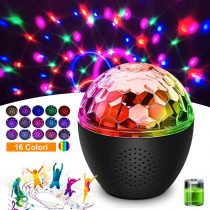 16 Colors Sound Activated Disco Ball Light,Disco Ball and Lights with Remote Control,Party Lights Adjustable Brightness Rotating Disco Light for Parties,Holidays,Birthdays,Christmas(Built in Battery)