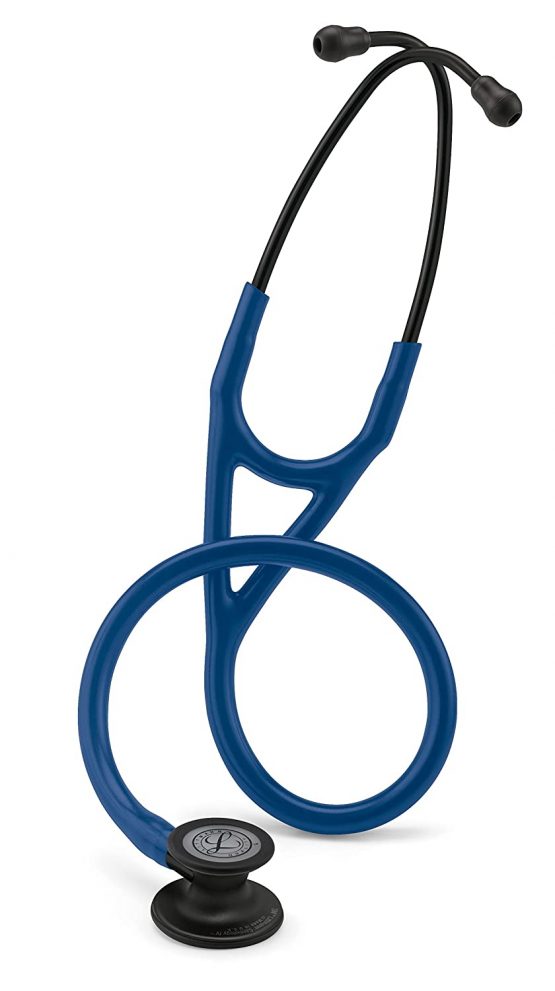 3M Littmann Cardiology IV Diagnostic Stethoscope, Black-Finish Chestpiece, Navy Blue Tube, Black Stem and Headset, 69 cm, 6168
