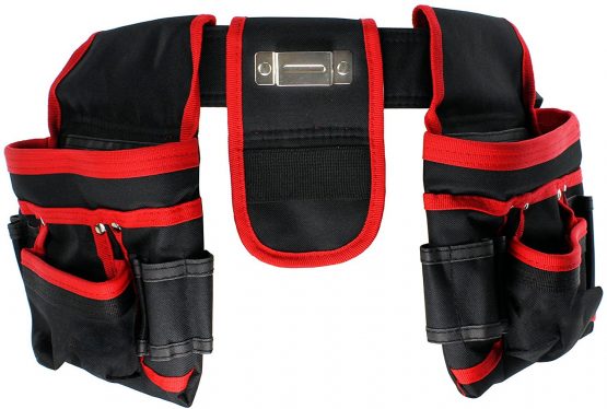 Spares2go 20 Pocket Double Tool Belt Heavy Duty Joiners Carpenter Builders Nails Pouch