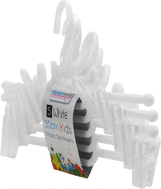 HANGERWORLD 20 White 30cm Childrens Plastic Top Coat Clothes Garment Baby Toddler Hangers.