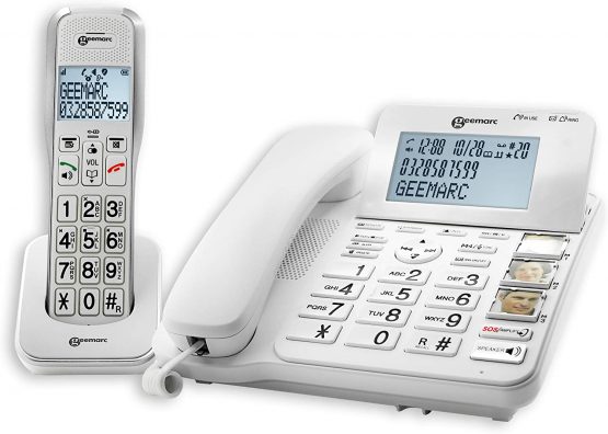 Geemarc AMPLIDECT COMBI 595- Amplified Corded and Cordless Telephone with Large Photo Buttons and SOS buttons for Hard of Hearing- UK Version