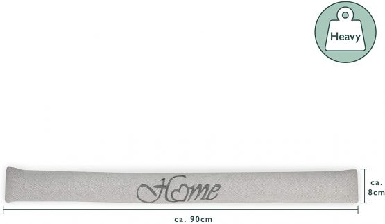 Beautissu Draught Excluder 90x8cm Tuuli HO – Wind Stopper for Door and Windows - Long Draft Excluder Cushion Door Sausage - Heavy Door Draft Stopper in Light Grey - Image 2