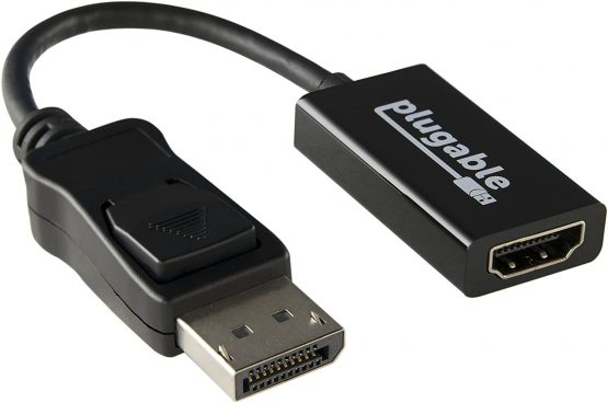 Plugable Active DisplayPort to HDMI Adapter - Connect any DisplayPort-Enabled PC or Tablet to an HDMI Enabled Monitor, TV or Projector for Ultra-HD Video Streaming (HDMI 2.0 up to 4K 3840x2160 @60Hz)