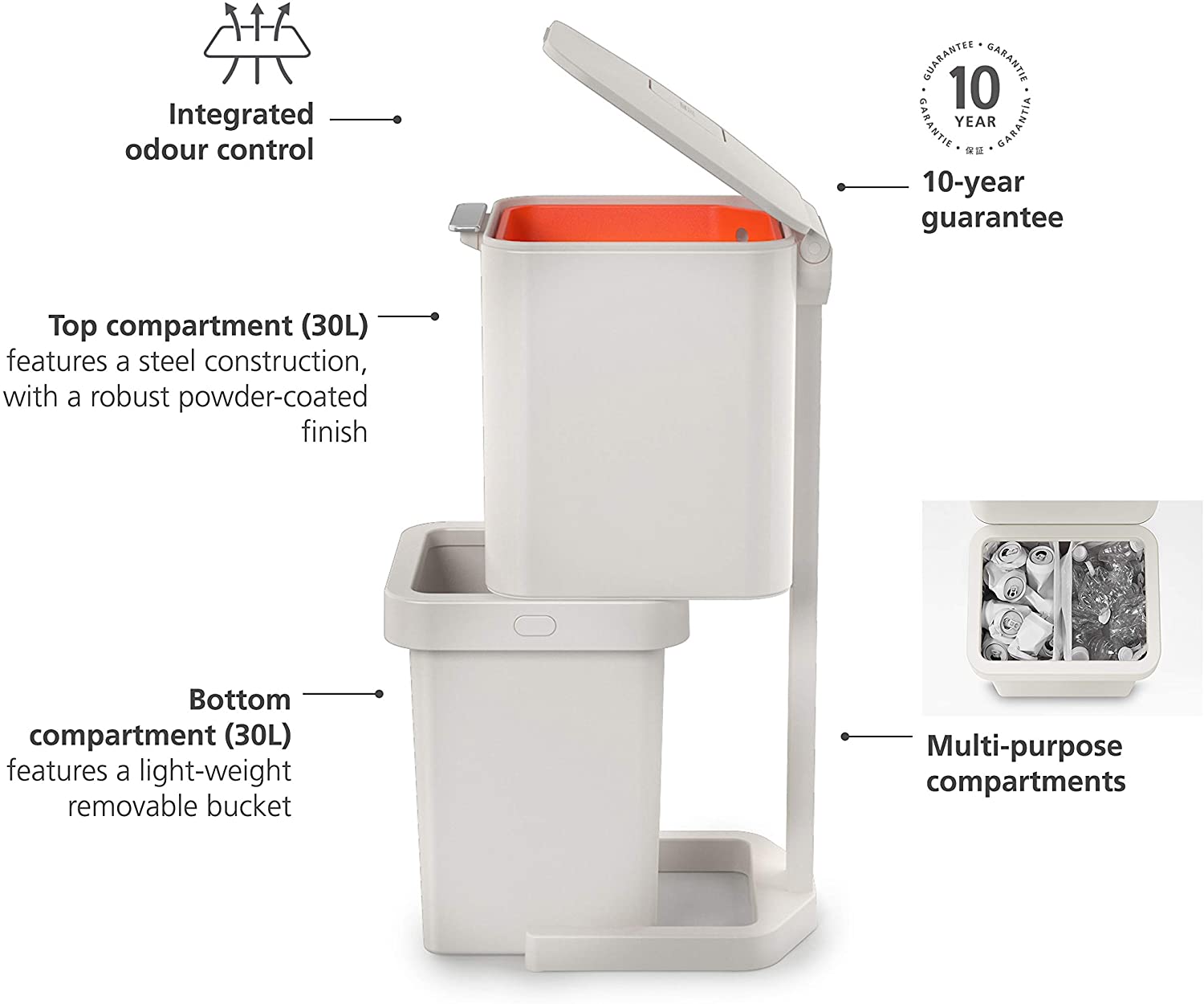 Joseph Joseph Totem Pop 60 Litre Waste Separation and Recycling Bin