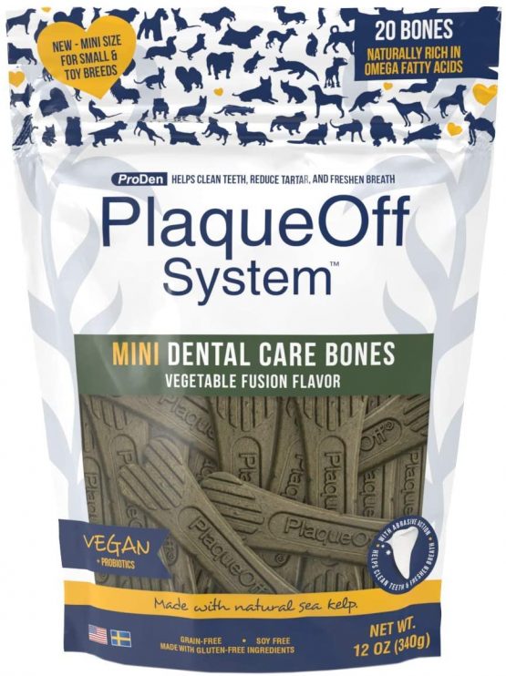 ProDen PlaqueOff Mini Dental Bones Vegetable Fusion (20 Pack - 340 g) for Small and Toy Dogs