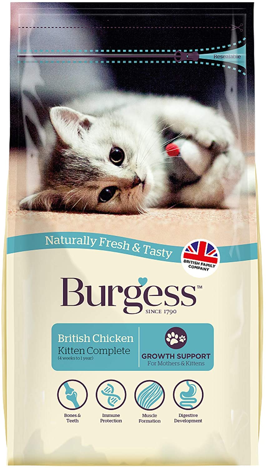 Burgess Dry Kitten Food Chicken, 1.5 kg, brown, 1.5 kg (Pack of 1)