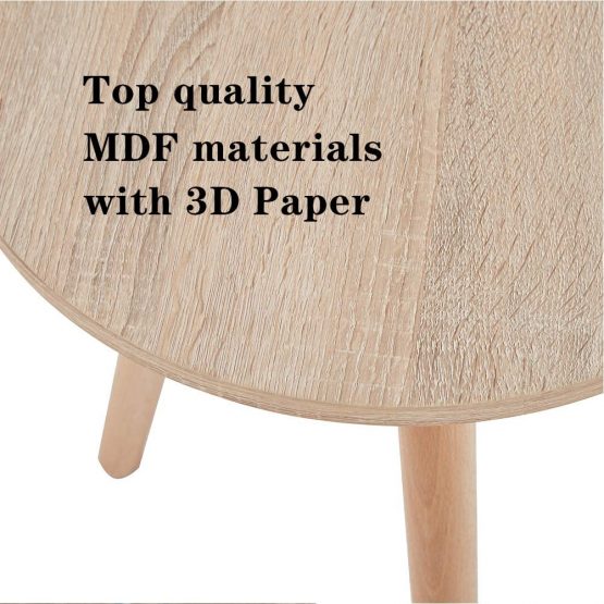 GOLDFAN Small Round Side Table Wooden Coffee Sofa End Tables Retro Bedside Tables for Living Room Bedroom,Natural - Image 3