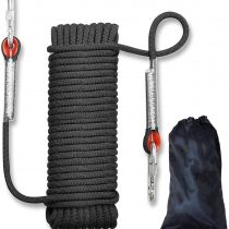 Outdoor Climbing Rope Diameter 10mm Outdoor Static Rock Climbing Rope, High Strength Cord Safety Rope Braid Nylon Rope, Escape Rope Fire Rescue Parachute Rope with 2 Carabiner, 10m / 20m