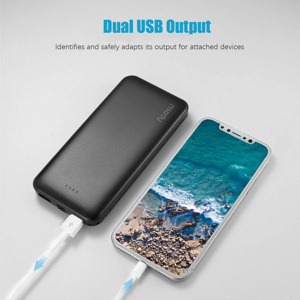 Miady 2Pack 10000mAh Power Bank Portable Charger, Fast Charging External Battery Pack with USB