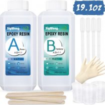 Epoxy Resin Clear Crystal Coating Kit 541g/520ml - 2 Part Casting Resin for Art, Craft, Jewelry Making, River Tables, Bonu Gloves, Measuring Cup, Wooden Sticks and Dropper