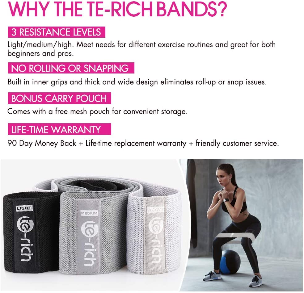 Resistance Bands, Fabric Booty Exercise Bands 3 Set - Image 2