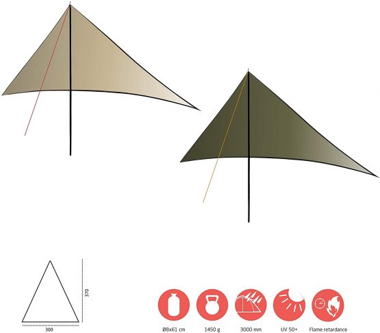 Grand Canyon Shelter Zuni Ray Tarp/Awning Tentwing Wing-Shape, UV50+, Waterproof - Image 2