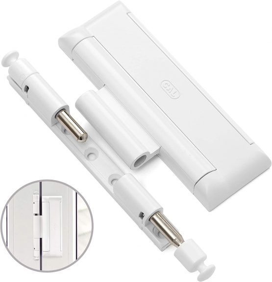 CAL DOUBLEX XL,white, for door and window security, burglar protection, window lock - 2 steel latches
